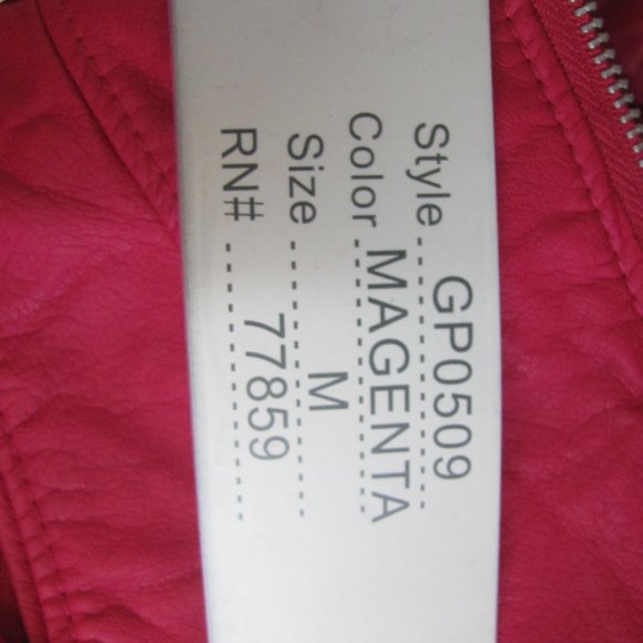 PALOMARES LADIES MAGENTA VEGAN LEATHER BOMBER JACKET - Picture 13 of 14